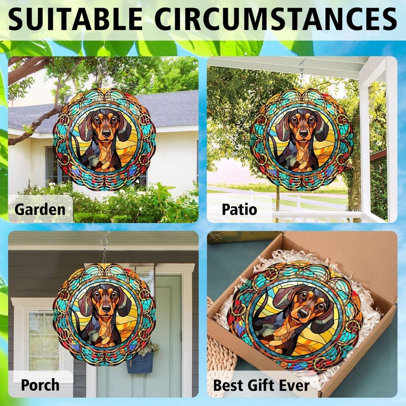 44memory Dachshund Yard and Garden Wind Spinner, Unique 3D Hanging Dachshund Wind Spinner - Image 5